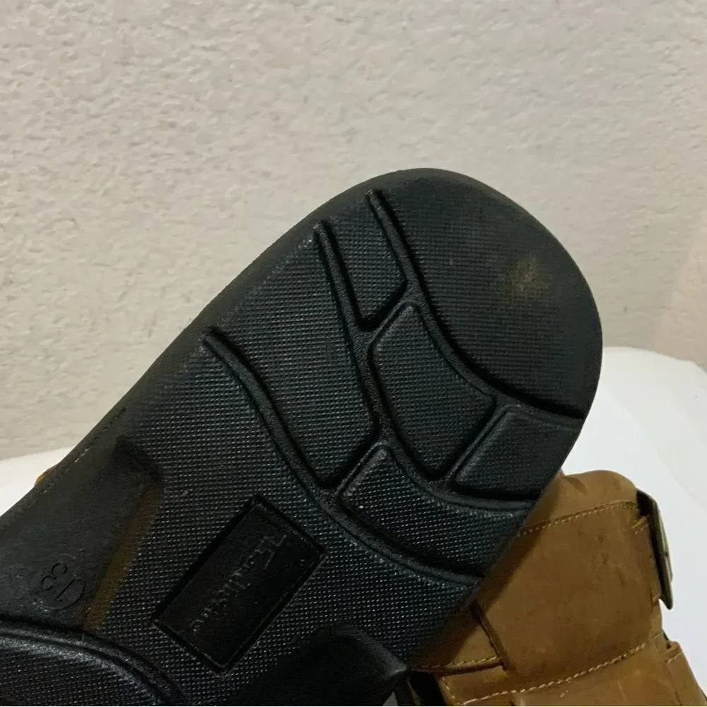 Thom McAn Men’s Size 13 Brown Open Toe Buckle Sandals Upper Leather